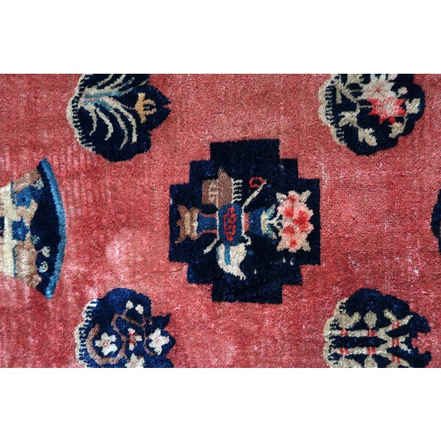 Navy Blue 1920s, Antique Chinese Art Deco Rug 2 X 4 For Sale - Image 8 of 11