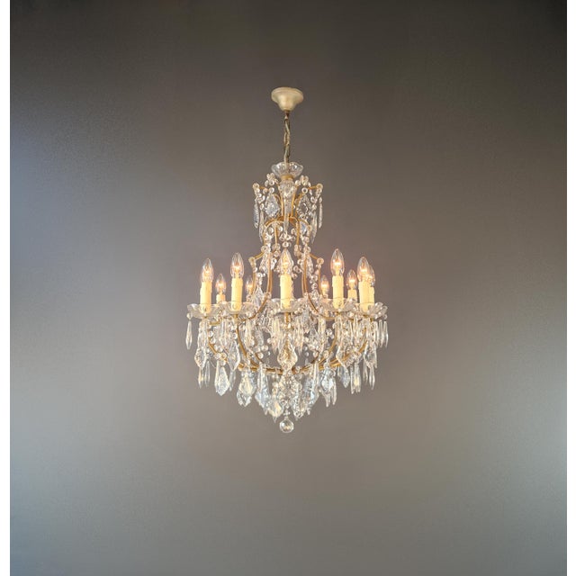 Antique Elegant French-Italian Crystal Chandelier Louis XVI Style Restored For Sale - Image 4 of 15