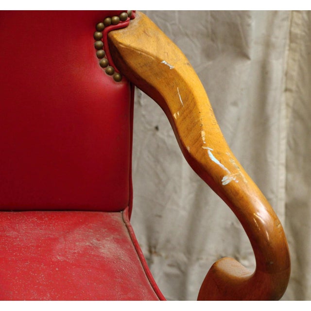 Traditional Mid 20th Century Fairfield Red Rolling Chair For Sale - Image 3 of 11