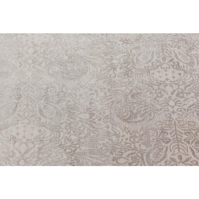 Textile Contemporary Damask Gray With Taupe Silk Rug "Fernlight" by Doris Leslie Blau For Sale - Image 7 of 8