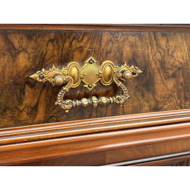 Antique Walnut Bookcase / Cupboard with Fitted Shelves & Drawer For Sale - Image 6 of 15