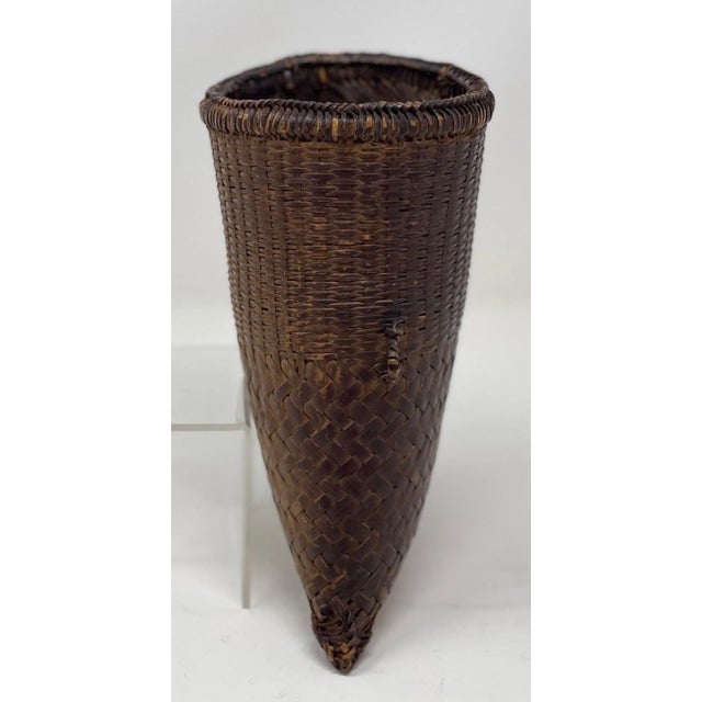 Mid 20th Century Mid 20th Century Asian Bamboo Gathering Basket For Sale - Image 5 of 7
