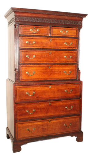 Antique George III Style Oak Chest on Chest