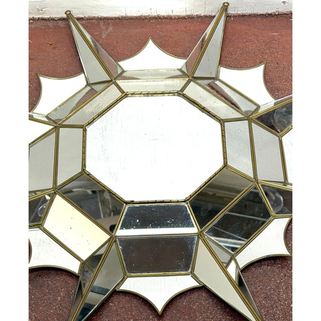 Late 20th Century Mexican Modern Gilt Metal Sunburst Mirror Style of Sergio Bustamante, 1989 For Sale - Image 5 of 11