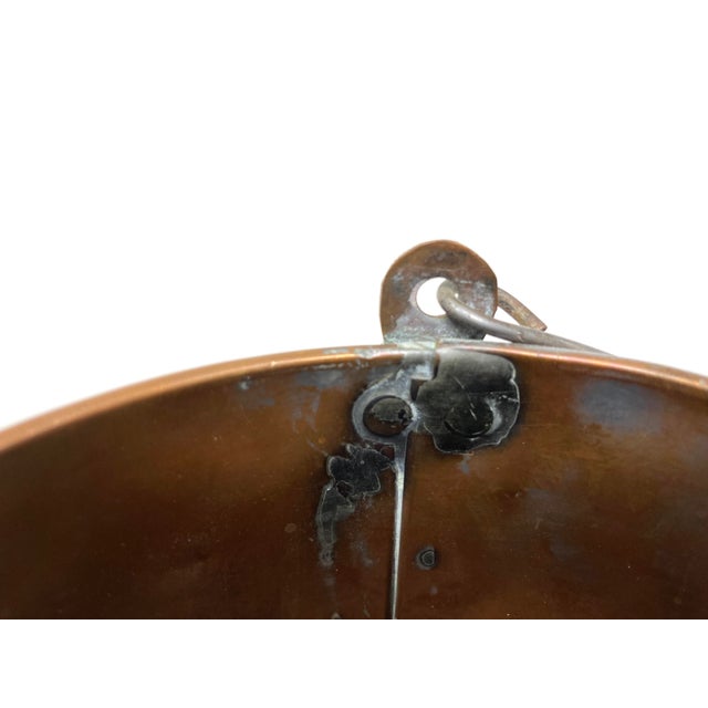 Antique Copper Bucket With Bale Handle, Fireplace Accessory, Rustic Planter For Sale - Image 9 of 11