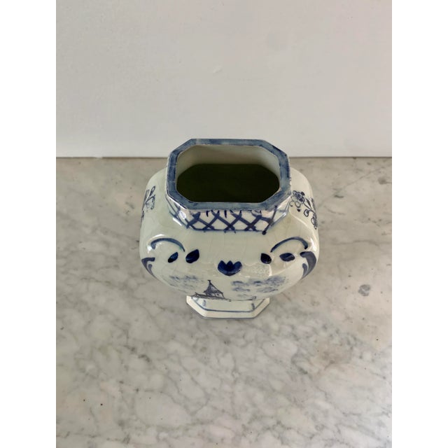 Delft Mid-Century Hand-Painted Delft Vase With Dutch Village Scene For Sale - Image 4 of 10