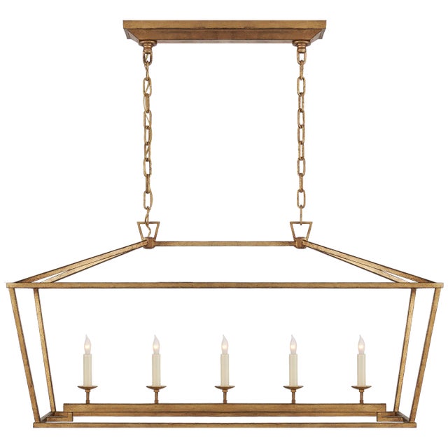 Darlana Medium Linear Lantern in Gilded Iron Designer: Chapman & Myers Extension: 13" Canopy: 4.5" x 20" Rectangle...
