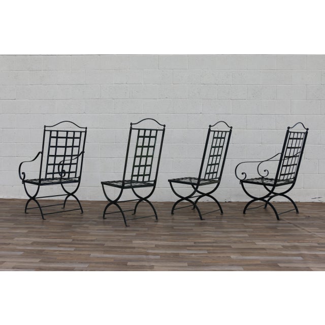 Vintage Set of 4 Hervé Baume French Wrought Iron Folding Patio Chairs, 1970s For Sale - Image 12 of 18