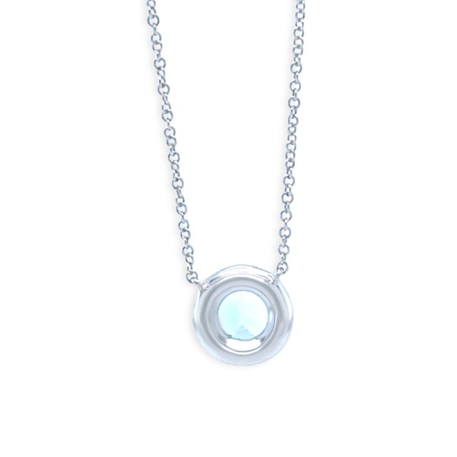 Tiffany & Co. Platinum Soleste Aquamarine & Diamond Necklace 1.00ct 3.88g For Sale - Image 6 of 12