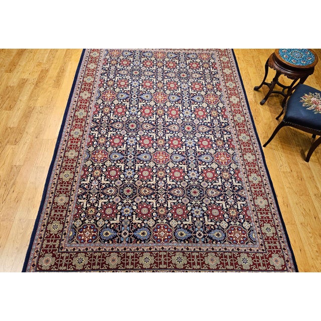 Vintage Persian Tabriz Afshan Rug, Hand-Knotted Wool, Allover Geometric Caucasian Kuba Pattern, Navy & Red, 7x10 For Sale - Image 16 of 18