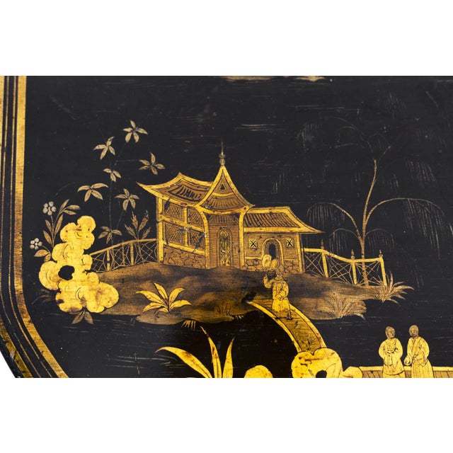 19th Century Chinese Black Lacquered Wood Leaf Table For Sale - Image 6 of 11