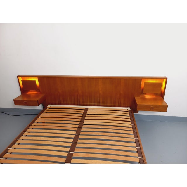 Vintage Scandinavian Style Double Bed in Teak with Integrated Illuminated Bedside Tables and Slatted Base, 1960s For Sale - Image 18 of 18