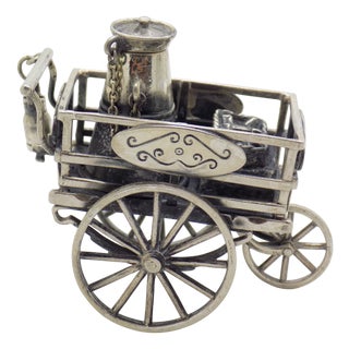 Vintage Italian Handmade Sterling Silver 925 Street Cart Figurine from Medusa-Oro, 1980s For Sale