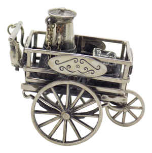 Vintage Italian Handmade Sterling Silver 925 Street Cart Figurine from Medusa-Oro, 1980s