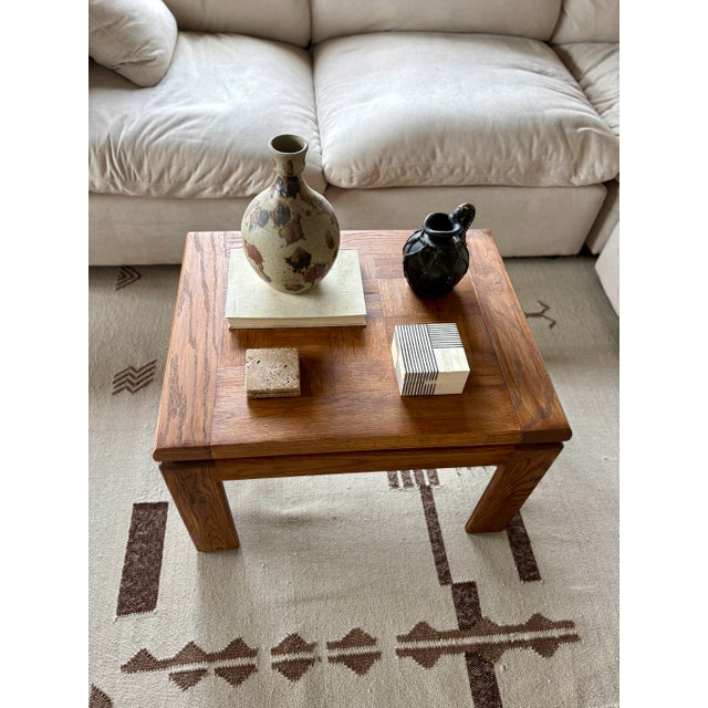 Wood Vintage Restored Solid Wood Coffee Table With Parquet Top For Sale - Image 7 of 8