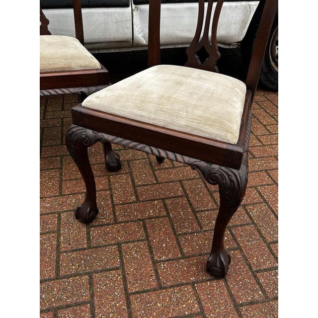 Brown Edwardian Chippendale Revival Mahogany Dining Chairs, Set of 4 For Sale - Image 8 of 12