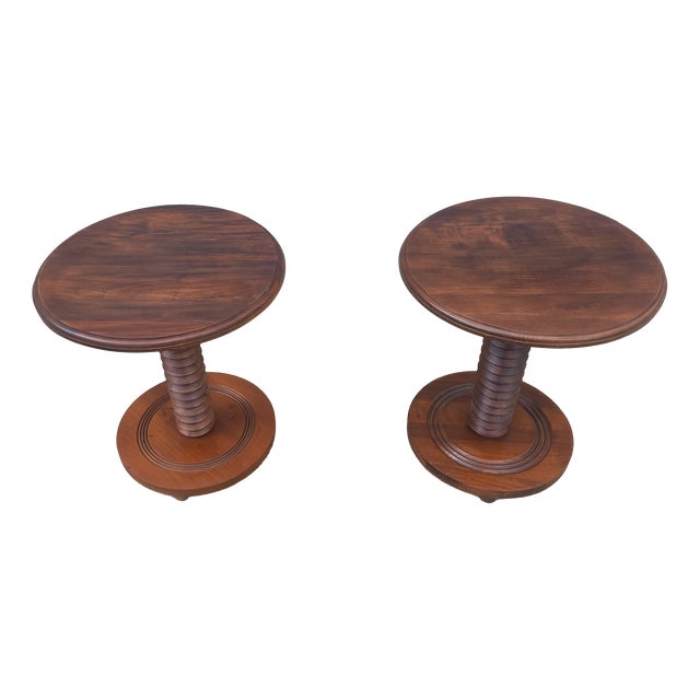 Pedestal Tables in the style of Charles Dudouyt, 1930s, Set of 2 For Sale