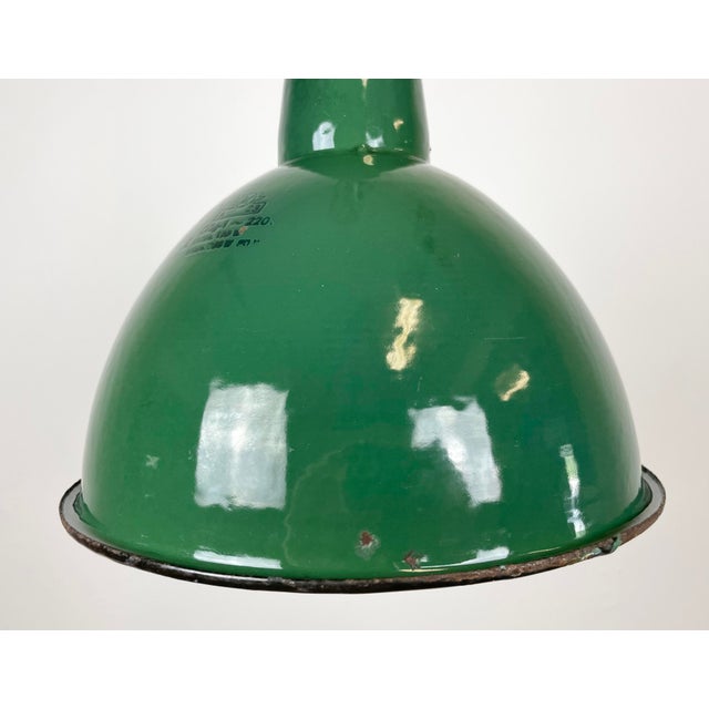 Industrial Green Enamel Factory Lamp from Polam, 1960s For Sale - Image 4 of 14