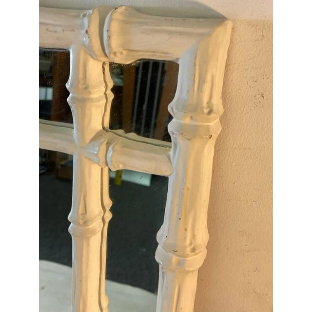 1980s 1980s White Faux Bamboo Mirror in the Manner of Serge Roche For Sale - Image 5 of 10