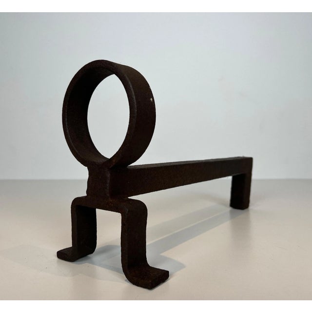 1950s French Wrought Iron Andirons - a Pair For Sale - Image 10 of 12