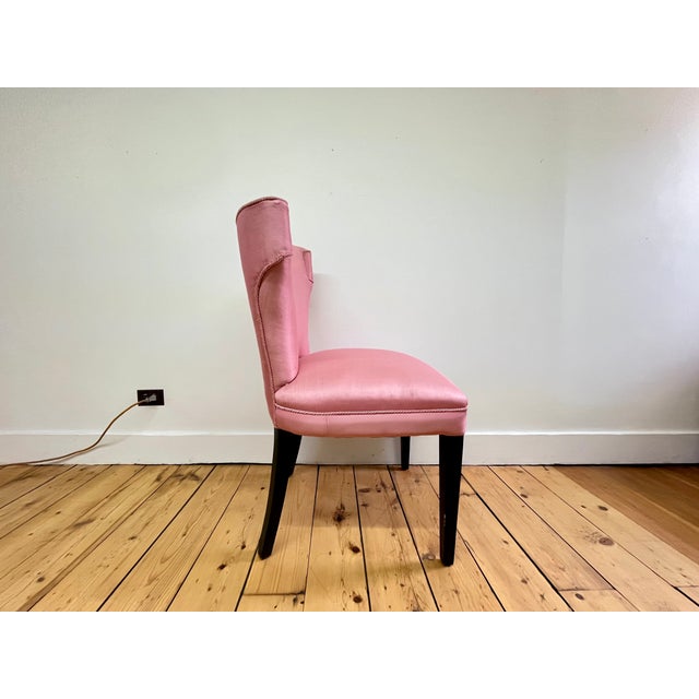 Pair of Vintage Pink Silk Dining Chairs For Sale - Image 4 of 4