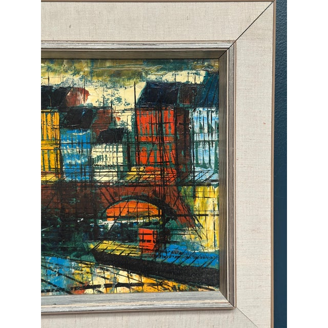 Sigma, City Motif with Bridge, 1960s, Oil on Canvas, Framed For Sale - Image 10 of 18