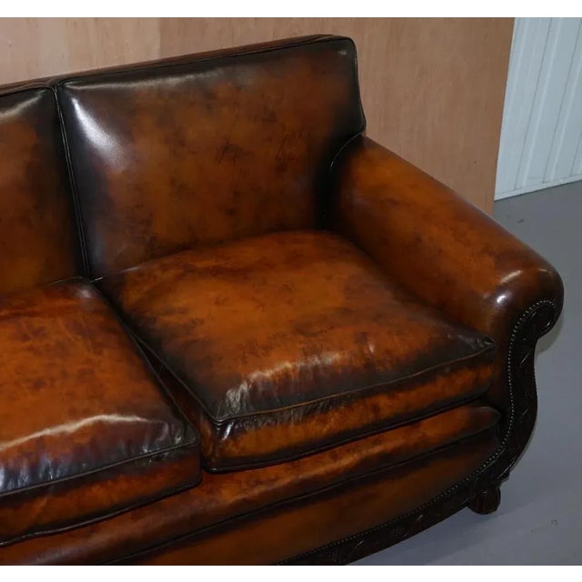 Brown Leather Two Seat Sofa For Sale - Image 4 of 18