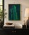 Original signed abstract figurative painting featuring two silhouetted figures emerging from layers of deep emerald,...