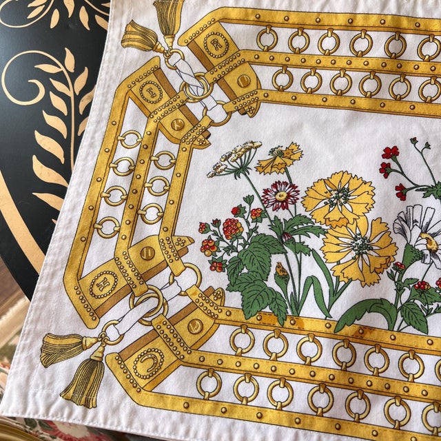 Traditional Rare vintage Hermes Paris placemats from 1979 // set of 6 cotton placemats // equestrian motif // horses // collectible luxury homegoods For Sale - Image 3 of 14