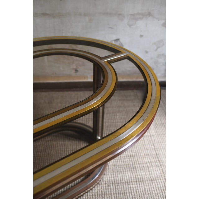 Metal Large Glass and Brass Table, 1970s For Sale - Image 7 of 7