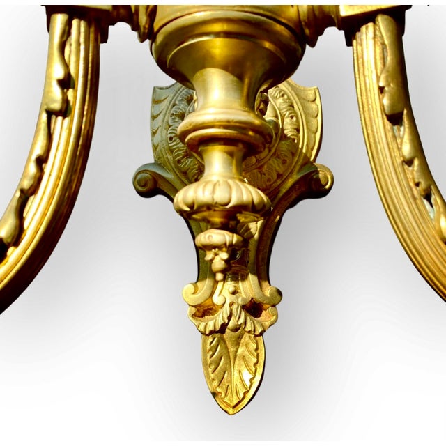 Antique French Gilt Bronze Three Light Sconce Black Silk Shades Crystal Prisms For Sale - Image 11 of 13