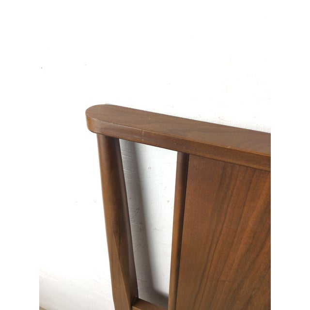 This mid century modern full size headboard features hardwood construction, beautiful walnut veneer with original finish,...