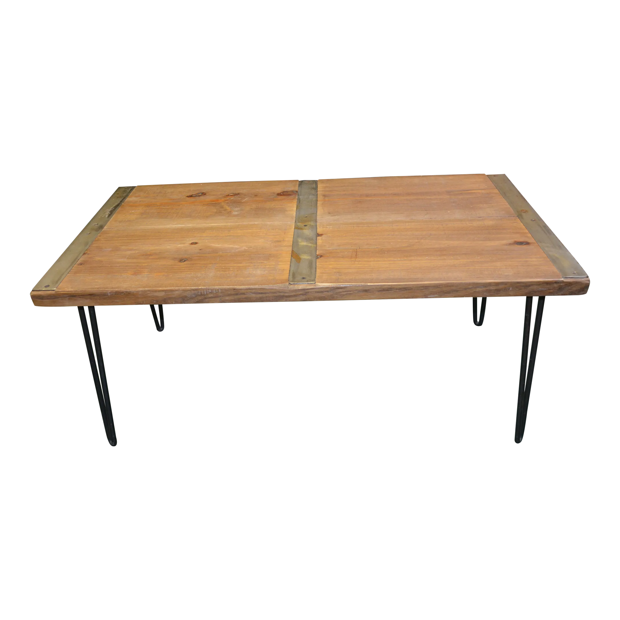 1990s Industrial Hand Crafted Wood & Metal /Steel Strips Coffee