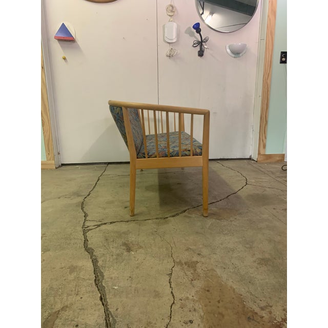 1970s Mid-Century Modern Solid Wood Spindle Back Loveseat For Sale - Image 14 of 14