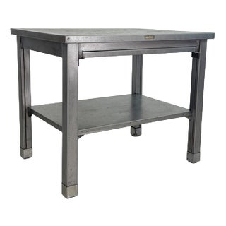 Vintage Industrial Steel Side Table For Sale