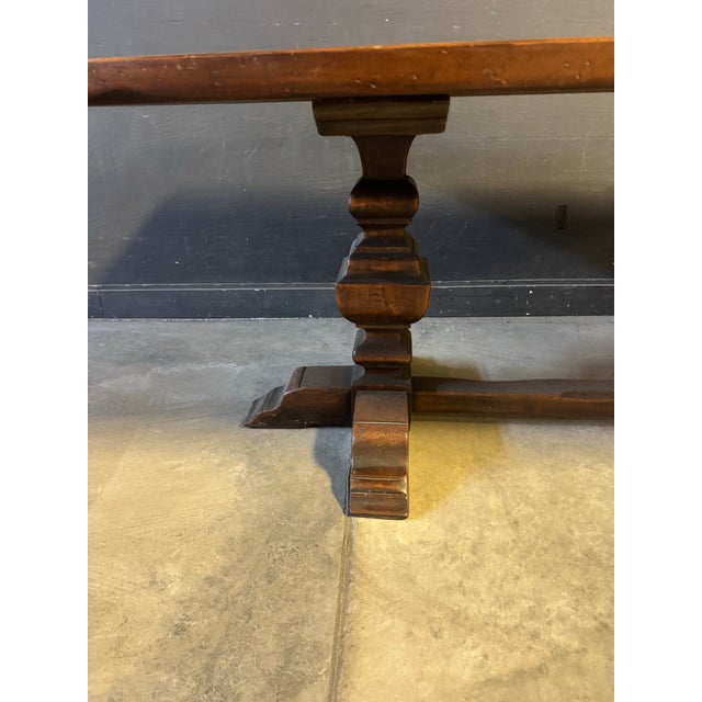 Burnt Umber Vintage French Oak Trestle Dining Table For Sale - Image 8 of 11