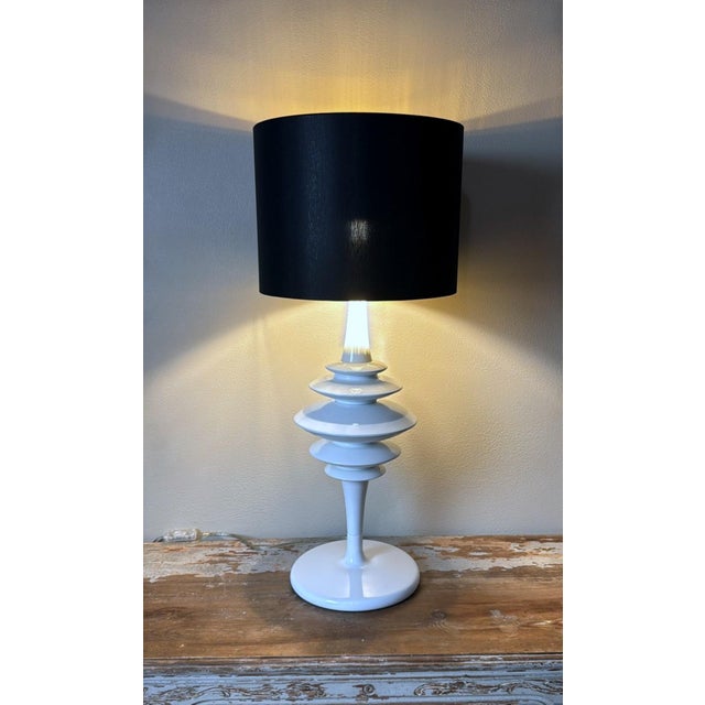 Mid 20th Century Space Age White Painted Aluminum Table Lamp in the Style of Arredoluce For Sale - Image 16 of 18