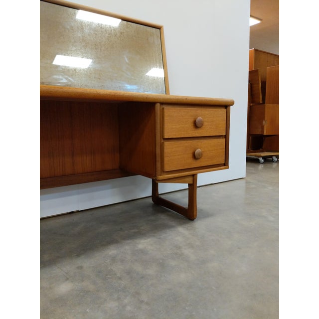 Wood Vintage Mid Century Modern Teak Vanity Desk For Sale - Image 7 of 7