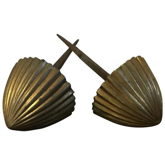 1800 Antique French Empire Directoire Brass Drapery Tie backs with Iron Mounts - A Pair For Sale - Image 12 of 12