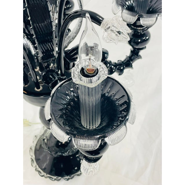 1990s Monumental Black Murano Glass Five-Arm Candelabra From the Spelling Manor For Sale - Image 11 of 18
