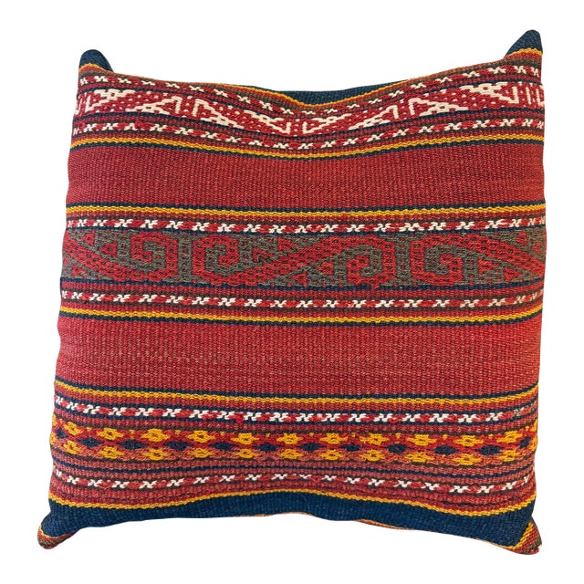 Vintage Traditional Woven Mini Pillow Charactestic of Folk and Ethnic Textiles For Sale