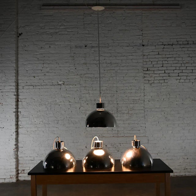 1970’s Mid-Century Modern to Modern Aluminum Dome Pendant Hanging Light Fixtures Selling Separately For Sale - Image 10 of 12