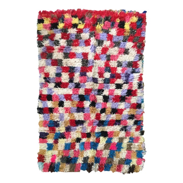 Vintage Multicolored Boucherouite Berber Rug, 1980s For Sale