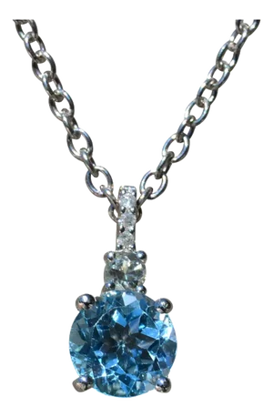 The Jayleen: Ladies 14K White Gold Necklace set with Aquamarine, Topaz and Diamonds