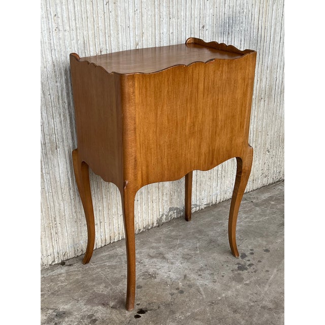 Pair of French Nightstands With Three Drawers and Carbriole Legs For Sale - Image 6 of 10