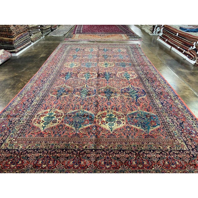 Navy Blue 1940s Old Persian Gazvin Area Rug 11'8" X 20'8' For Sale - Image 8 of 13