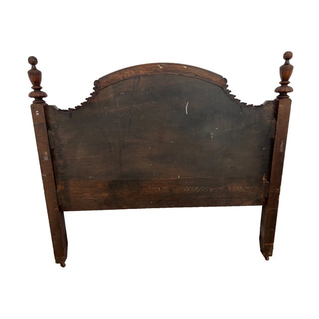 Gorgeous Antique Renaissance Revival Headboard, Footboard Full Size Carved Oak For Sale - Image 11 of 12