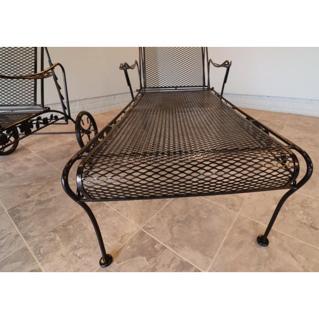 Sam Blount Company Wrought Iron Floral Chaise Loungers — Vintage Pair For Sale - Image 10 of 18