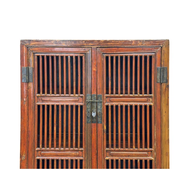 Vintage Brown Oriental Open Bars Doors Display Curio Cabinet Bookcase For Sale In San Francisco - Image 6 of 16