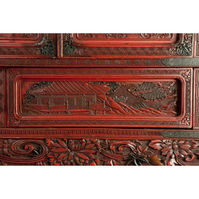 Paint Antique 19th Century Cinnabar Treasure Cabinet For Sale - Image 7 of 11